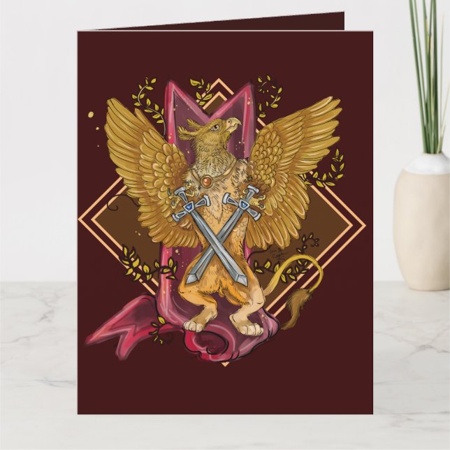 Mystic Griffin avec épées Carte Anniversaire (Devant)
