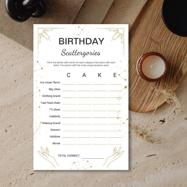 Mystic Horoscope Zodiac Anniversaire SCATTERGORY J (Mystic Horoscope Zodiac Birthday SCATTERGORY Game)