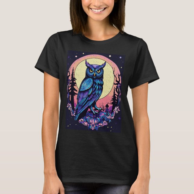 Mystic Moon Owl TShirt Enchantant style Nocturne (Devant)