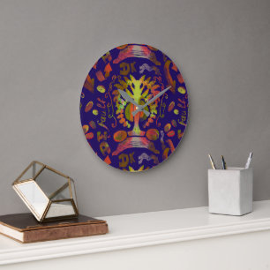 "Mystic Tree of Life - Folk Art Motif" Horloge mur