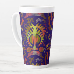 "Mystic Tree of Life - Folk Art Motif" Latte Mug