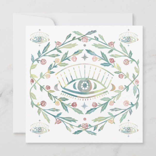 Mystical Eye Roses Vines Magique Boho Blank Card (Devant)
