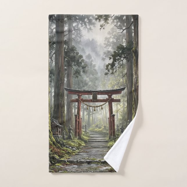 Mystical forest and torii gate that symbolizes it (Serviette à main)