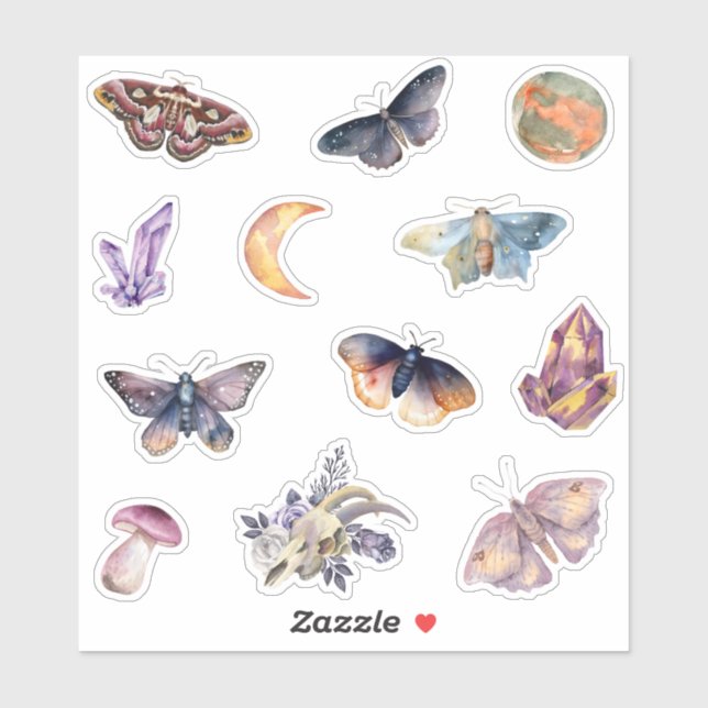 Mystical Moth Crystal Stickers Set (Feuille)