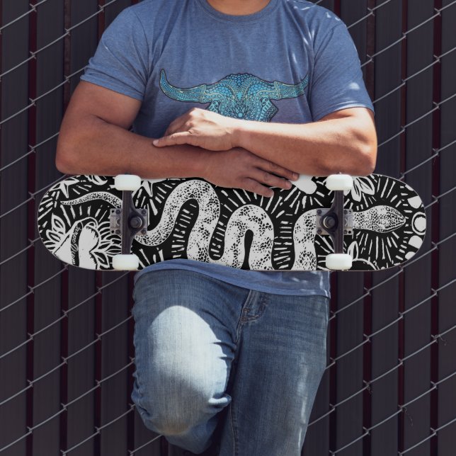 Mystical Snake Lunaire Blanc Skateboard (Extérieur 3)