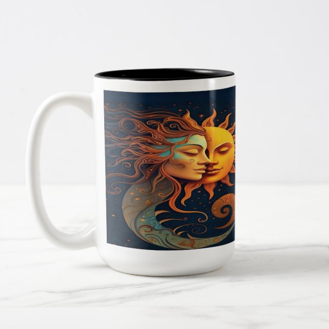 Mystical Sun & Moon Mug – Celestial Art Coffee Cup (Gauche)
