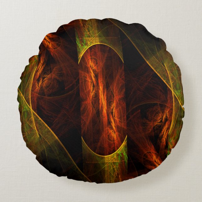 Mystique Jungle Abstrait Art Round Coussin (Devant)