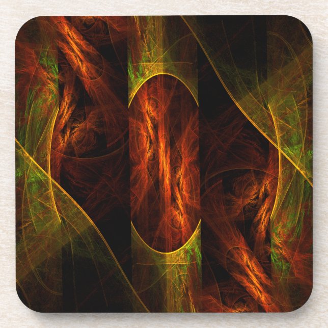 Mystique Jungle Art Abstrait Cork Dessous de verre (Devant)