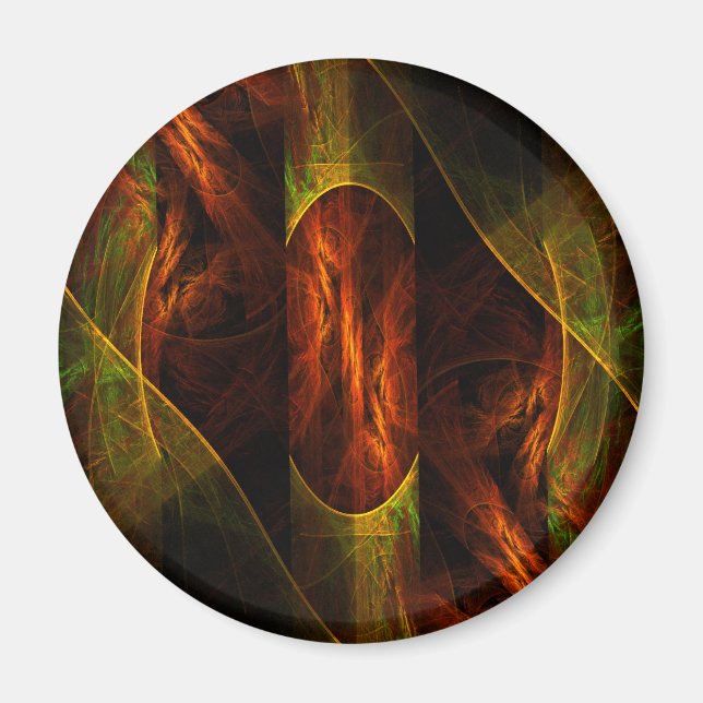 Mystique Jungle Art Abstrait Magnet rond (Devant)