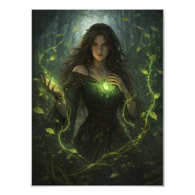 Mystische Wald-Magierin – Fantasy Natur Poster (Devant)