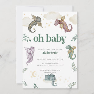 Mythique Dragon Baby shower Invitation Fairytale