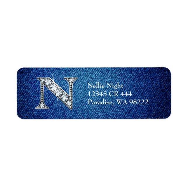 N Faux Diamond sur étiquette d'adresse de retour D (Devant)