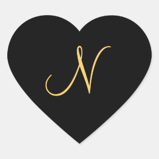 N initial de couleur or sur autocollant monogramme