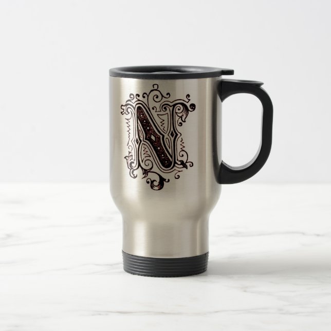 "N" ornemental vintage - Mug (Droit)