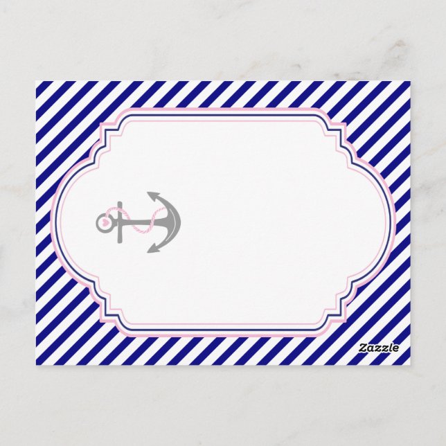 Naby bleu, rose mariage nautique numéro de table (Dos)