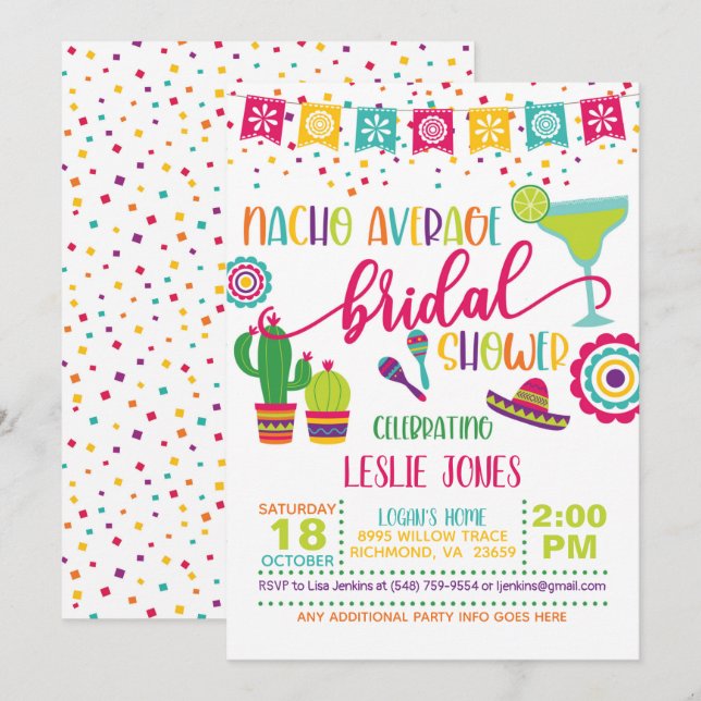 Nacho Invitation moyenne de douche nuptiale - WH (Devant / Derrière)