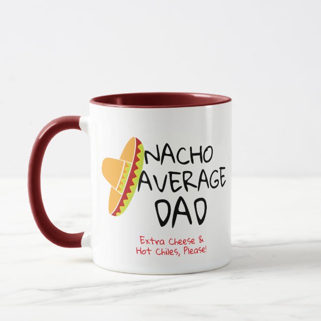 Nacho Moyenne Papa Blague Pun Drôle Mug Café (Gauche)