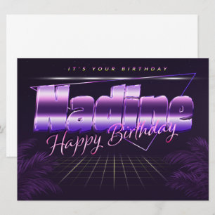 Nadine prénom carte rétro lilas anniversaire