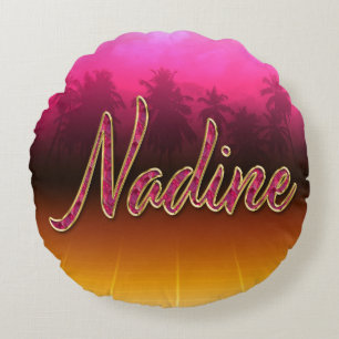 Nadine prénom nom rose doré coussin