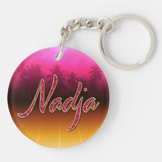 Nadja prénom nom porte-clés rose doré (Dos)