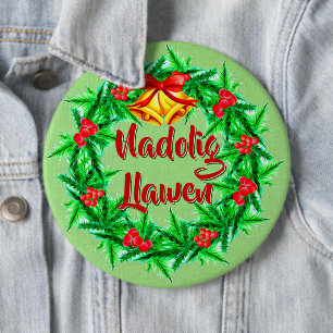 Nadolig Llawen Welsh Joyeux badge de Noël