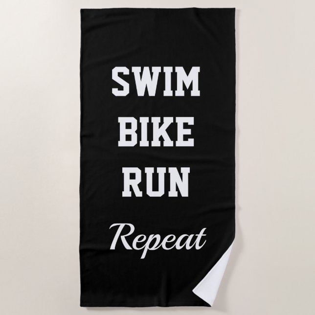 NAGER VÉLO COURIR RÉPÉTER serviette de plage drôle (Devant)
