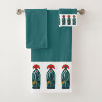 Naïf Oiseau Rouge plumes Vert Robe Bordure