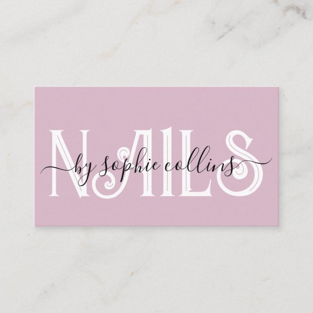 Nail Tech Nail Art Dusty Carte de visite rose (Devant)