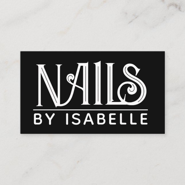 Nail Tech Nail Artiste Gold Black Carte de visite (Devant)