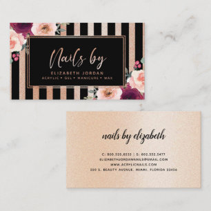 Nails Floral Black Rose Carte de visite Parties sc