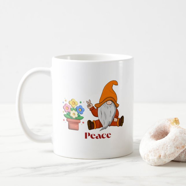 Nain de la paix sur une tasse à café (Avec donut)