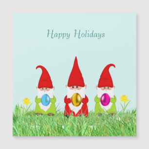 Nains mignons tenant des œufs de Pâques