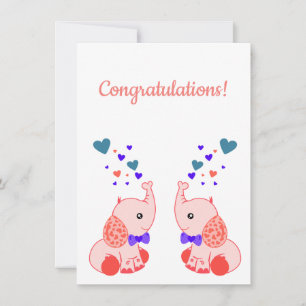 Naissance de jumeaux, rose bébé éléphant félicitat