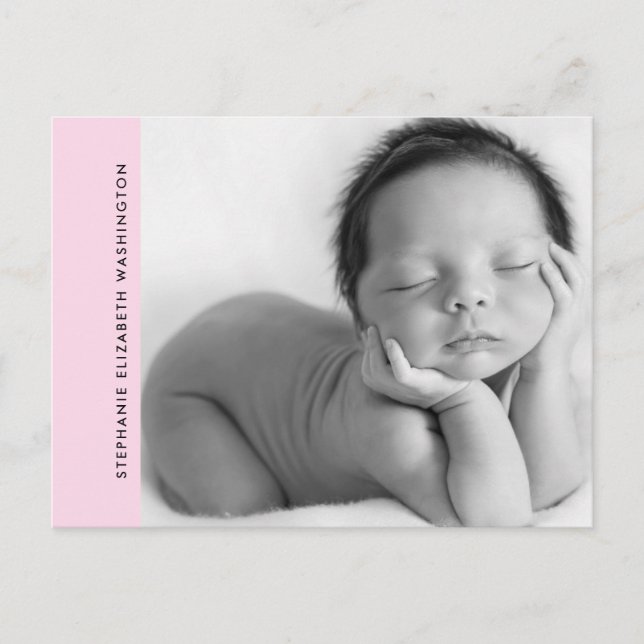 Naissance simple rose bébé B/W Faire-part photo (Devant)
