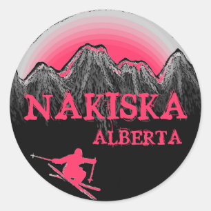 Nakiska Alberta Autocollants de skieur rose du Can