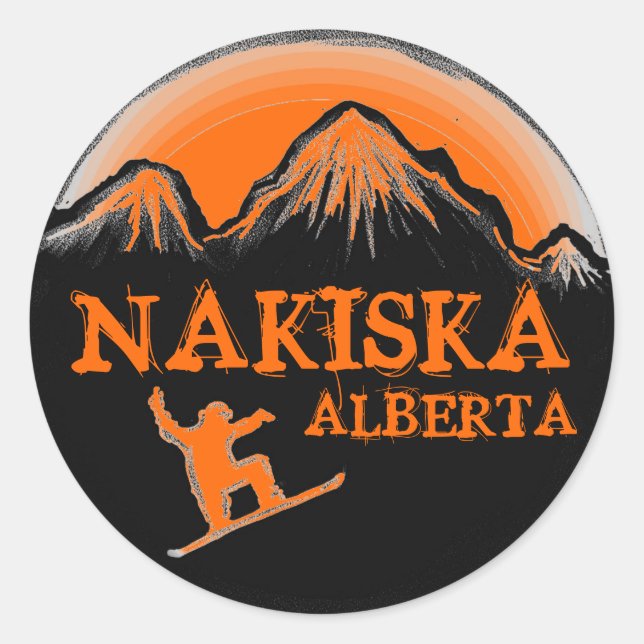 Nakiska Alberta Canada orange snowboard stickers (Devant)