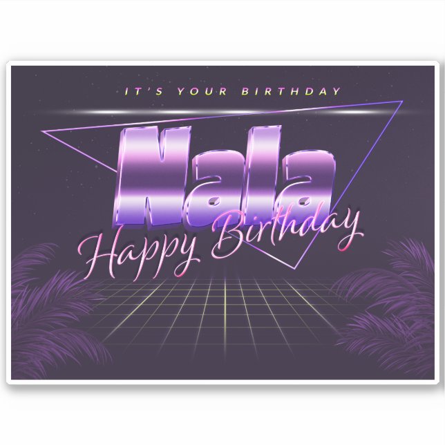 Nala Prénom lila retro Sticker (Devant)