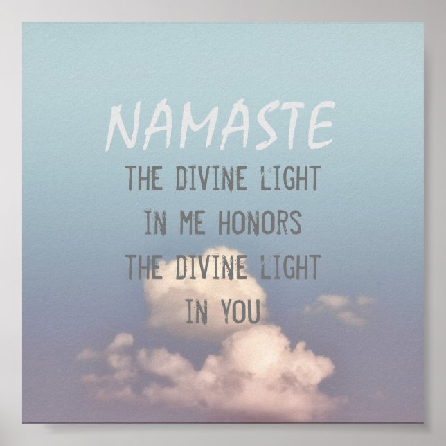 Namaste citation poster bleu ciel et nuages (Devant)