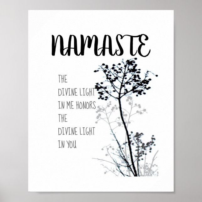 Namaste citation poster noir et blanc nature art (Devant)