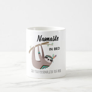 NAMASTE EN LIT Drôle SLOTH Yoga MUG Personnalisé