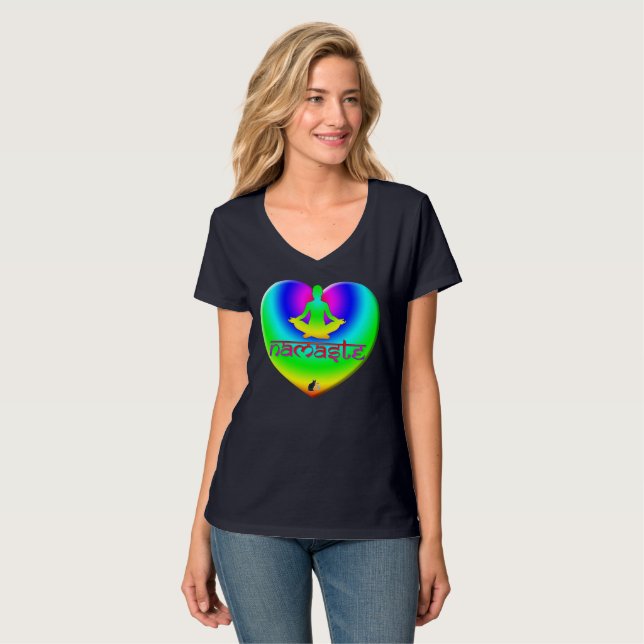 Namaste Rainbow Intentions Heart T-Shirt (Devant entier)