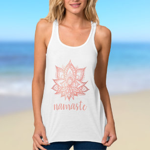 Namaste Rose Gold Lotus Flower Yoga Débardeur