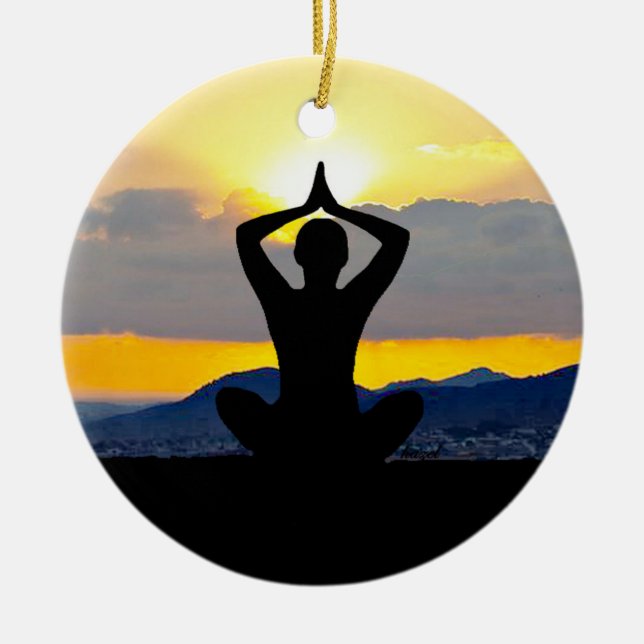 Namaste, Yoga Sunrise, Ornement de Noël (Devant)