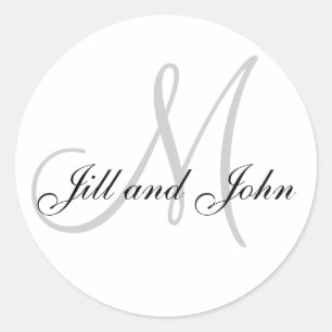 Names and Initial Monogram Wedding Favor Stickers