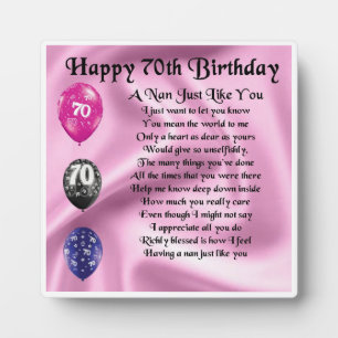 Nan Poem Plaque - 70e anniversaire