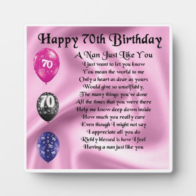 Nan Poem Plaque - 70e anniversaire (Devant)