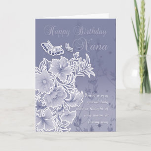 Nana, Carte D'Anniversaire Avec Fleurs Et Papillon