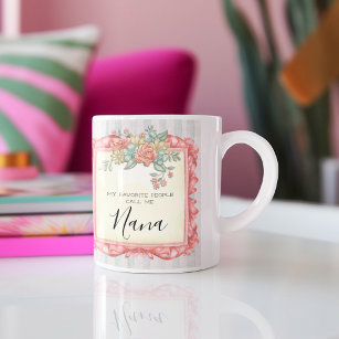 Nana Coffee Mug   Vintages rayures florales