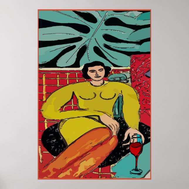 Nancy avec du vin et des fougères Affiche (Devant)