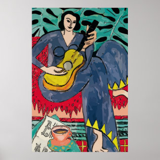 Nancy avec Guitare et tasse de café Poster